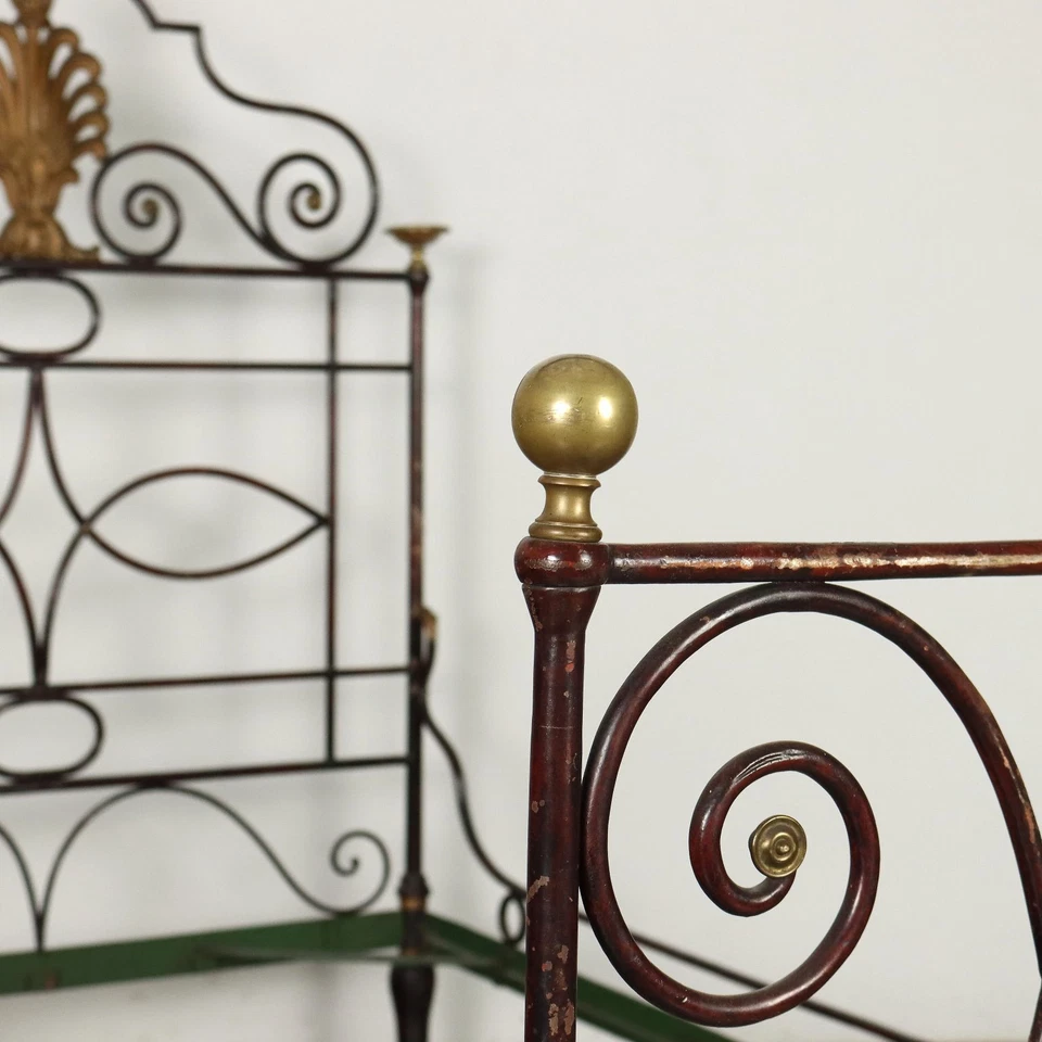 Lit Ancien Restauration du XIXe Siècle en Bronze et Fer Forgé - Photo 3/4