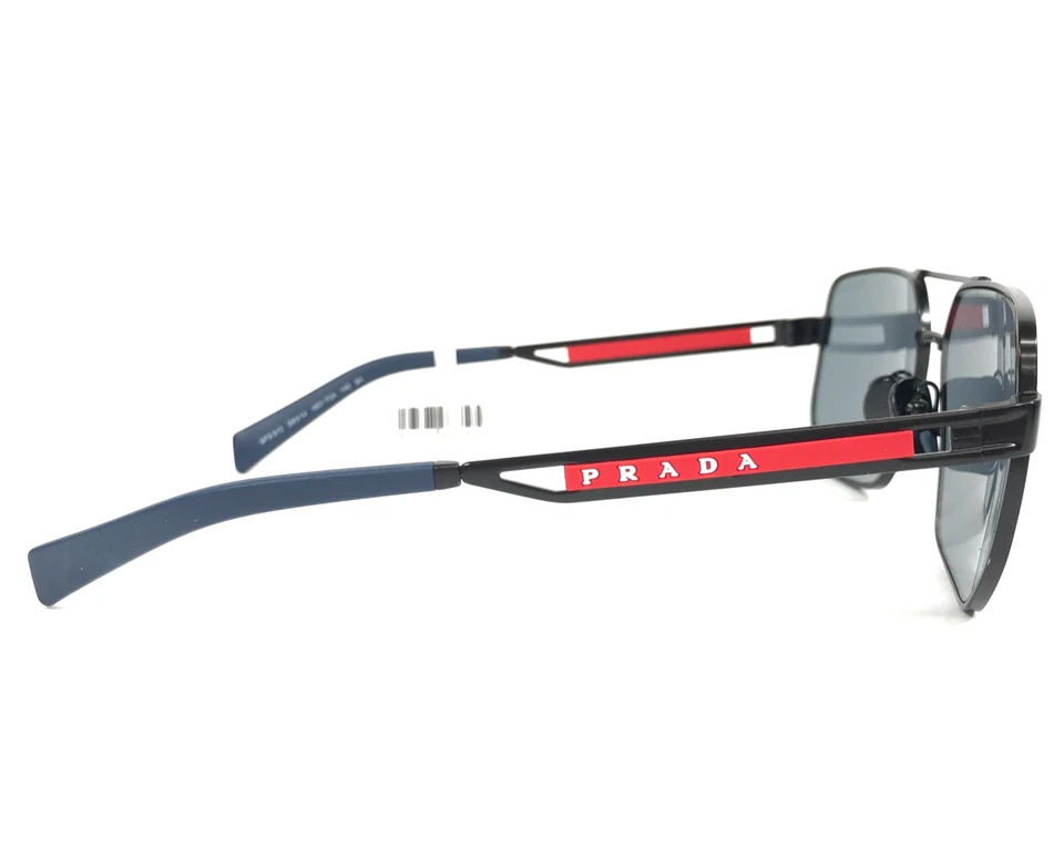 Очки солнцезащитные Prada Linea Rossa SPS51Z 1BO-70A матовые черные темно-синие зеркальные фиолетовые - Изображение 4 из 4