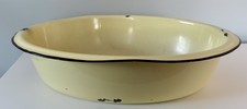 VNT Enamel Ware Tub Basin Oval Wash Bowl 18  Farmhouse Baby Bath Cream/black