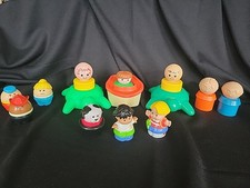 9 Pc. Vintage Fisher Price 1970s - Jumbo Figures Bath Toys Turtle  Boat+extras