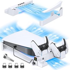 Horizontal Stand with Cooling Fan and Controller Charger for PS5 Console