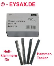 Heftklammern, Tackerklammern Hammer-Tacker Handtacker TYP13/37 Rapid R33 R19 R23