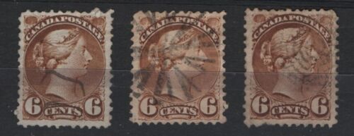 Canada used #39-39b X2 shades & cancels on Small Queens issues 1873-