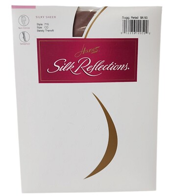 Hanes Silk Reflections Silky Sheer Size CD Barely There Style 715 Pantyhose NIP