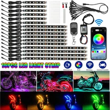 16PC RGB Bluetooth Motorcycle LED Light Under Glow Neon Strip Remote Control Kit