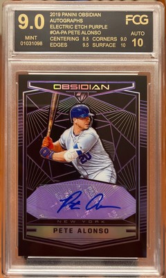 2019 PANINI CHRONICLES OBSIDIAN PURPLE PETE ALONSO AUTO RC /99 FCG 