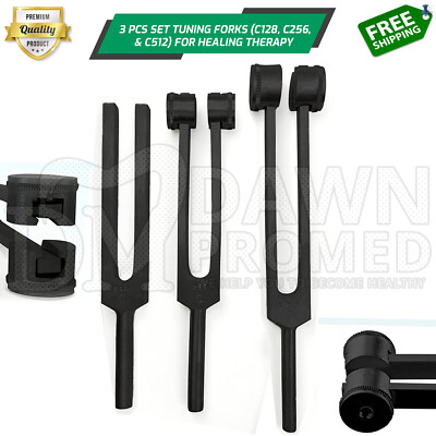 3 Black Tuning Fork Healing Therapy Medical Surgical Diagnostic Inst German Gr
