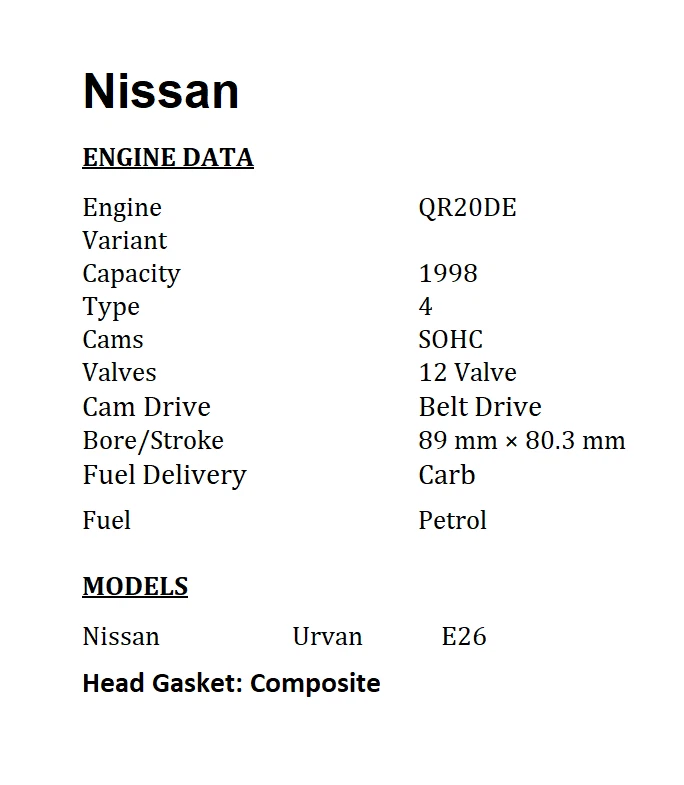 HEAD BOLTS SET QR20DE 12V FITS NISSAN X-Trail T31 SUV 2.0 T31 SUV 2.0 FWD 1997cc - image 3 of 3