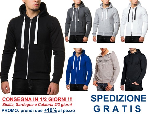 Giacca Felpa Uomo con Cappuccio Slim Fit per Tuta Sportiva Moda Casual  Fashion | eBay