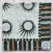 Vintage Handkerchief Cotton Sun Geometric Border Striped Art Pocket Square 17"