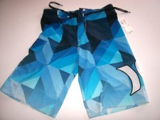 NEW Hurley sz 20 31 swimsuit boys youth board shorts swim trunks blue geometric