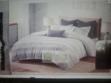 Ink Ivy- 3pc Rhea Cotton Duvet Cover Mini, Full/Queen Set Gray
