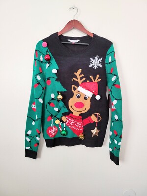 No Boundaries Reindeer Christmas Sweater Size Large