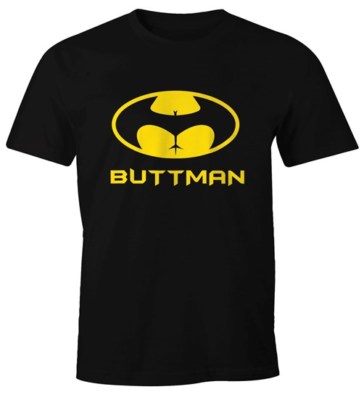 Lustiges Herren T-Shirt Buttman Parodie Superheld Fun-Shirt Moonworks 