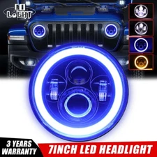7" Inch Blue Halo Angel Eyes LED Headlight For 1996-18 Jeep Wrangler JK CJ LJ TJ