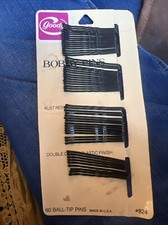 Vintage 80s Goody Hair Bobby Pins 53/60 Made In USA Black 824/1982 Ball Tip
