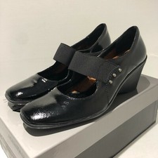 BNIB Russell & Bromley Aquatalia patent leather wedge shoes 39 6 NEW Play-Dry