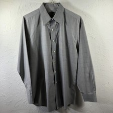 Jos A Bank Men  s Large Long Sleeve Button Down Gray Check Travelers Collection