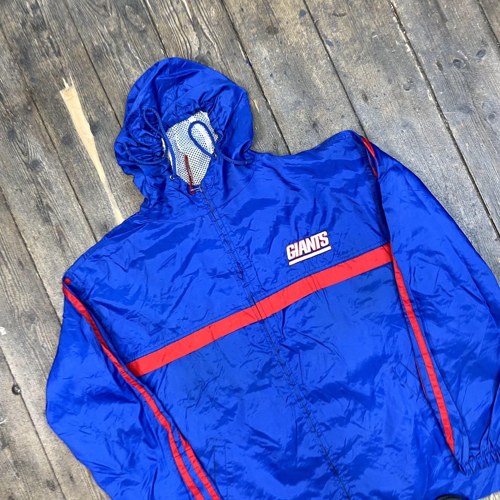New York Giant Track Jacket Mens Large NFL Vintage Windbreaker Coat, Blue image 3