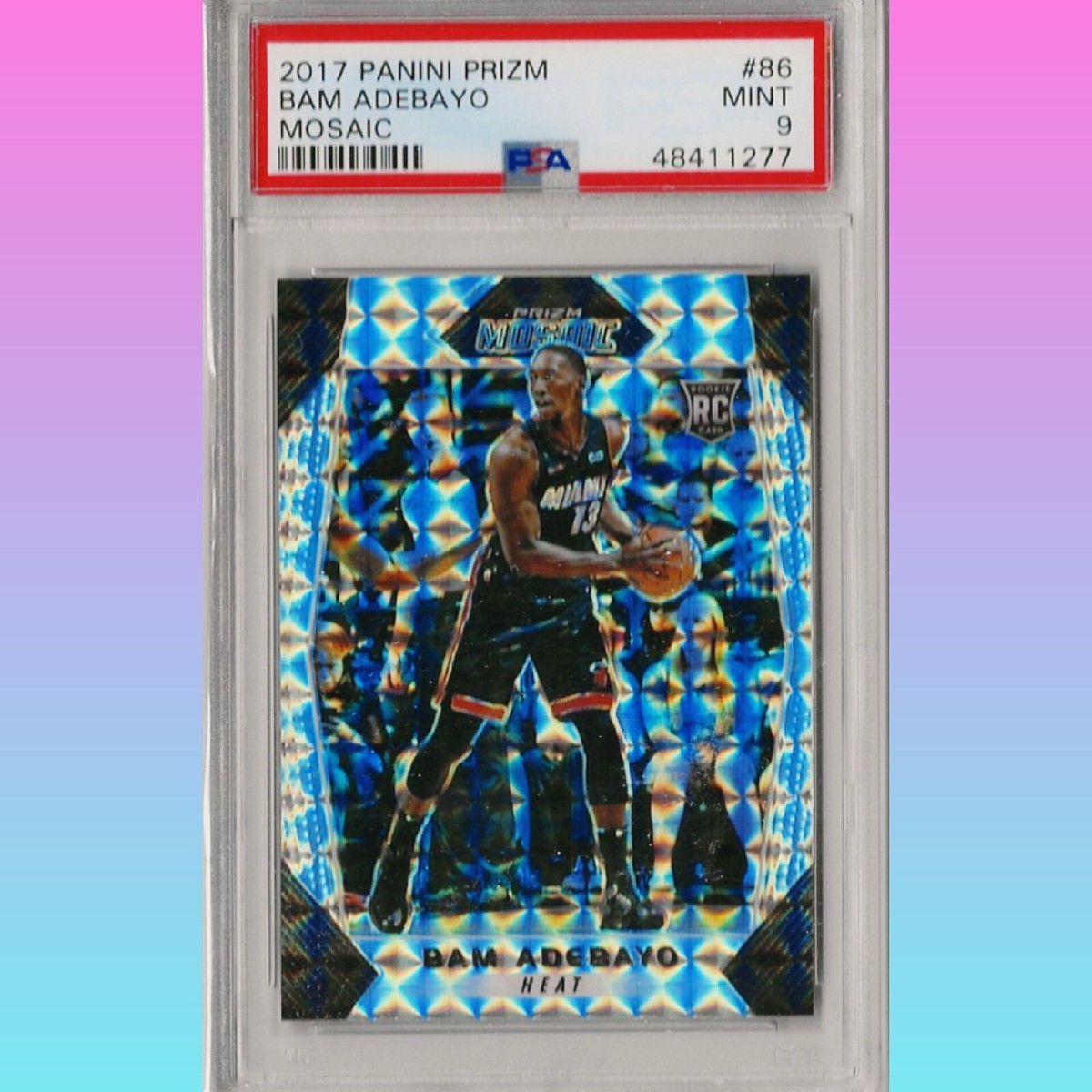 2017-18 Panini Prizm BAM ADEBAYO Rookie MOSAIC Graded PSA 9 MINT