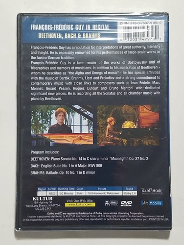 Francois-Frederic Guy in Recital: Beethoven, Bach, & Brahms DVD NTSC (2012) NEW - Imagen 2 de 2
