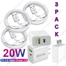 QC PD 20W Fast Charger Power Adapter Block USB Cable For iPhone 14 13 12 X 7 6 8