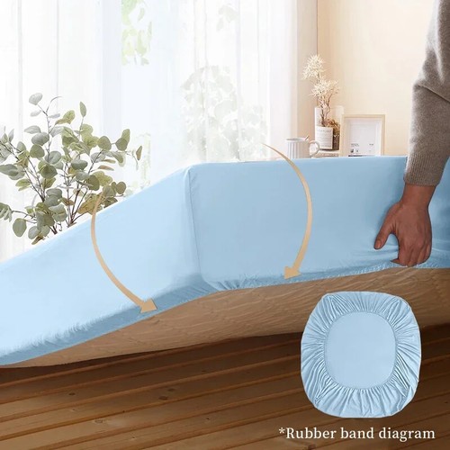 Fitted Sheet with Elastic Bands Non Slip Adjustable Mattress Covers King Queen - Imagen 2 de 34