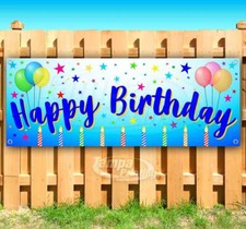 HAPPY BIRTHDAY Advertising Vinyl Banner Flag Sign Many Sizes USA BALLOONS BLUE