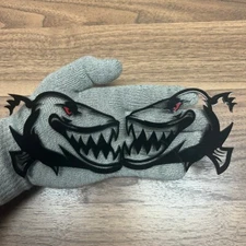 Barracuda Badges Emblem red eye Fender Badge, 2 Badges, Angry Agressive raging