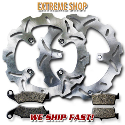 Front+Rear Rotors+Brake Pads for Kawasaki KX250 F (04-14) KX450 F 4T (2006-2014)