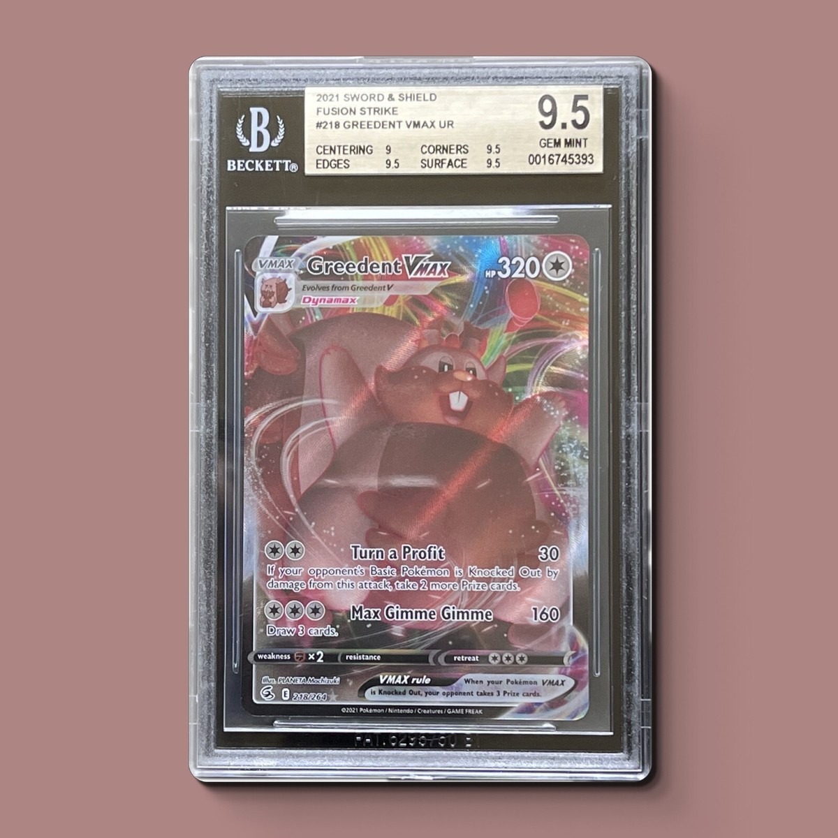 Greedent VMAX 218/264 Swsh08: Fusion Strike Holo for sale