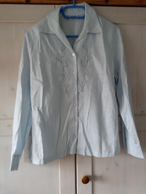 BASLER Jeans - super schicke Damen Bluse, hellblau mit Stickerei, Gr. 42, BW