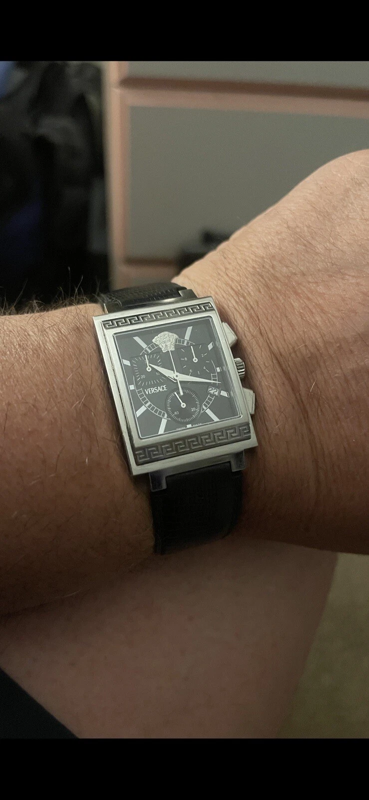 Orologio cronografo svizzero classico Versace Landmark Tank Lizzard Band Ultra Raro