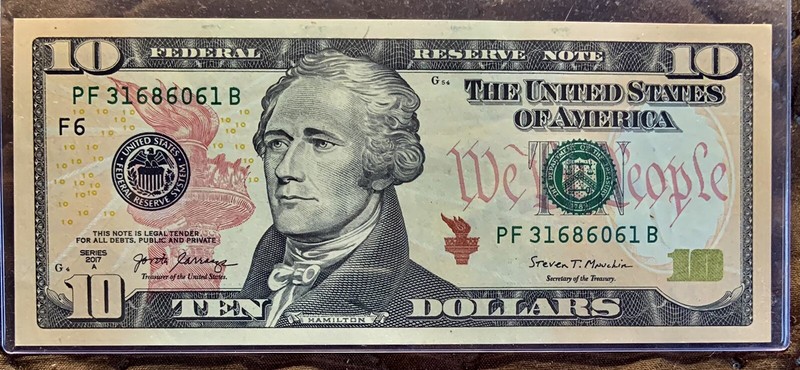 NEW UNCIRCULATED $10 TEN DOLLAR BILL - BEAUTIFUL, CRISP - SERIES 2017A -ONE NOTE