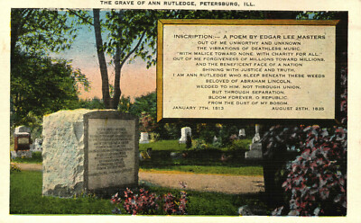 Postcard Grave Of Ann Rutledge Petersburg IL Illinois Poem By Edgar Lee ...