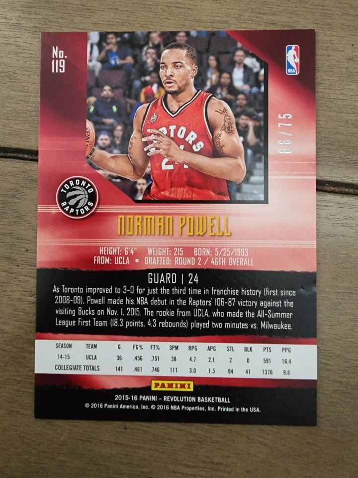 Norman Powell 2015-16 Revolution Rookie RC Starburst /75 - Image 2 of 2
