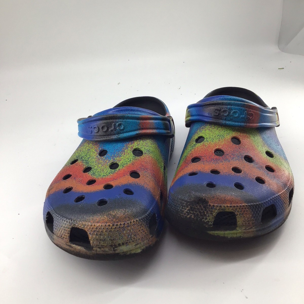 Crocs Classic Clog Slip Ons Spray Dye Multi Color Blue Red  display picture 2