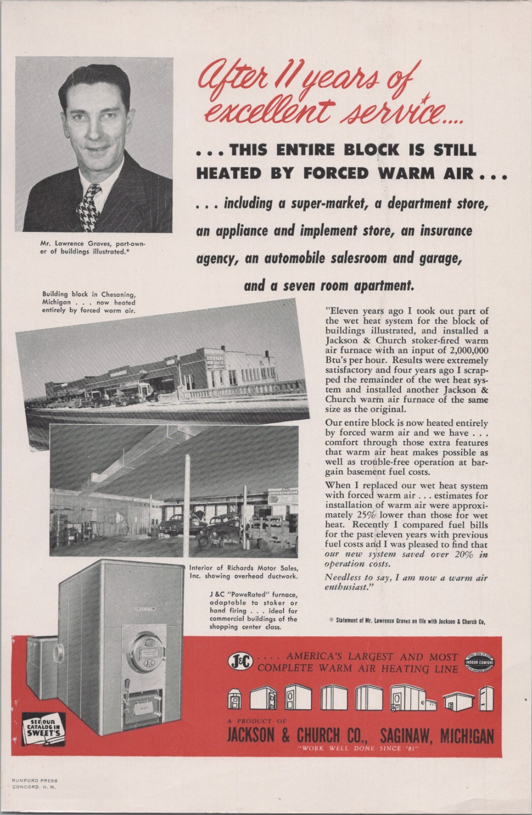 1949 Print Ad * Richards Motor Sales Chesaning MI * Jackson & Church