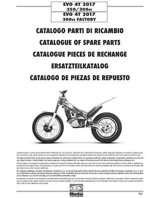 Beta Parts Manual Book Chassis & Engine 2017 EVO 4T 300 FACTORY
