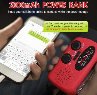 Emergency Crank Weather Radio, AM/FM/NOAA Hand Crank - Red | eBay