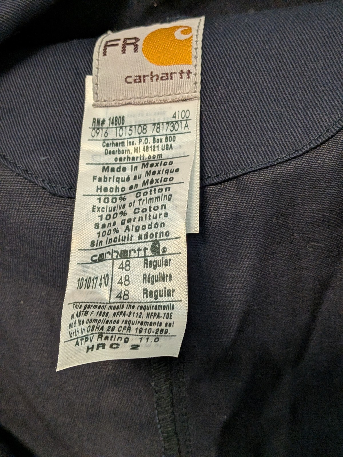 Carhartt Fire Resistant Men's Traditional Coveralls Blue 48 Regular New W Tags thumbnail 5