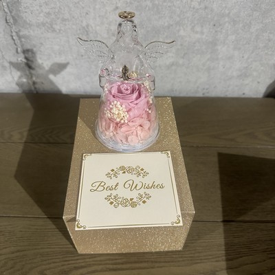 Preserved Flower Rose Gift in Glass of Angel With Gift Box