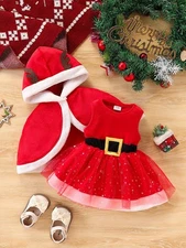 Baby Girls' Antler Cape & Santa Dress Set