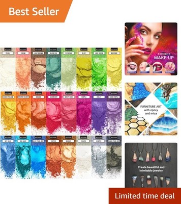 Cosmetic-Grade Mica Pigment Powder   24 Colors for Jewelry & Beauty Projects