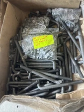 100  1/2" x 6" Threaded Concrete Anchor L-Bolts - With Washer And Nuts.