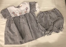 Vintage Friemanit 3m Baby Girl Doll Sailor Smocked Dress Bears w/ balloons