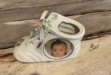 Vintage Baby Shoe Photo Frame with Floral Design see Description