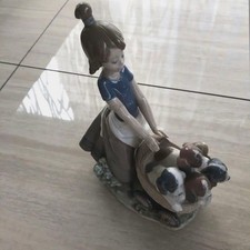 Lladro Vintage Dog & Girl Figurine 1983 Repair, Spain 24cm Used