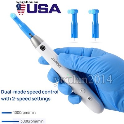 360° Swivel Dental Cordless Hygiene Polishing Prophy Handpiece +2 Prophy Angles