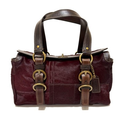 RARE COACH LTD ED Y2K CHELSEA PONY HAIRCALF RED BURGUNDY TOTE BAG